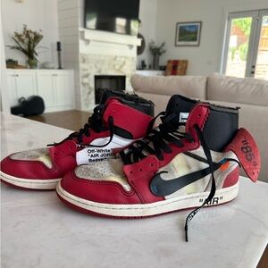 Jordan One Retro High Off-White Red Tennis Shoes! Lightly worn.